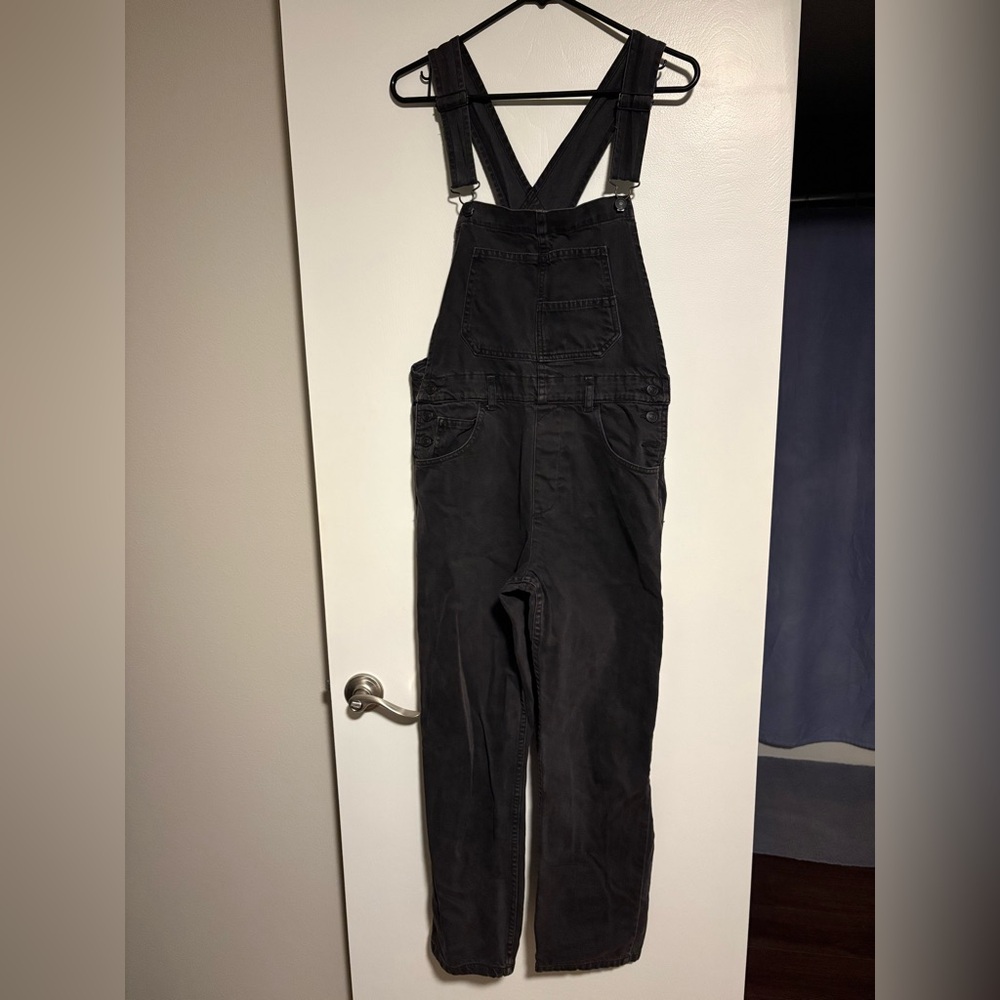 Free People Black Denim Overalls
